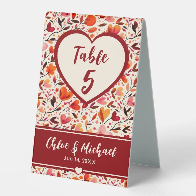Heartfelt Blooms Wedding Tischaufsteller (Vorderseite)
