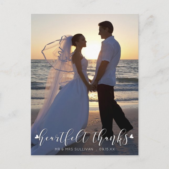 HEARTFELT DANKS Foto Wedding Vielen Dank Postkarte (Vorderseite)