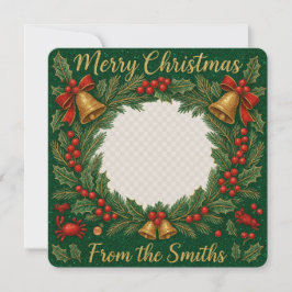 Heartfelt Glittering Wreath Family Foto Weihnachte Karte