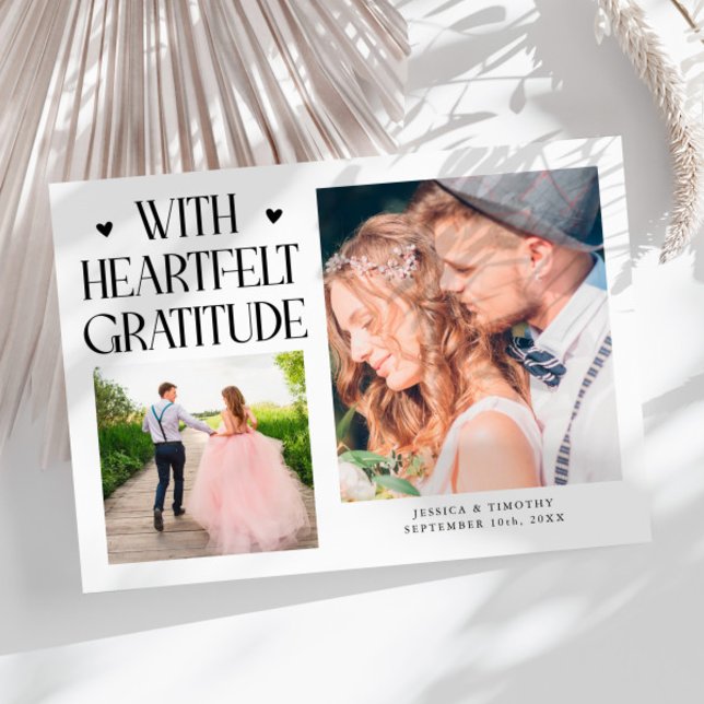 Heartfelt Gratitude White Wedding Multi Photo   Dankeskarte (Von Creator hochgeladen)