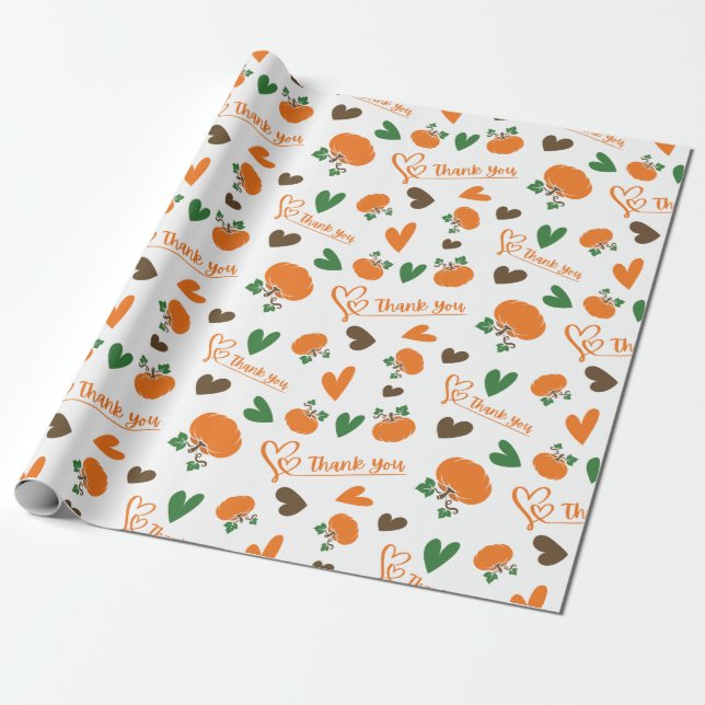 Heartfelt Harvest Danke Wrap Roll Pumpkins Geschenkpapier (Ungerollt)