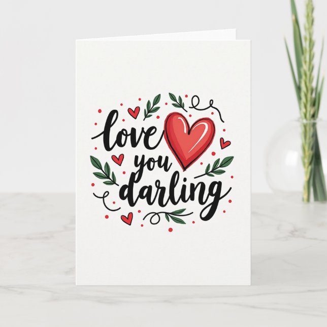 Heartfelt Script Love You Card Karte (Vorderseite)