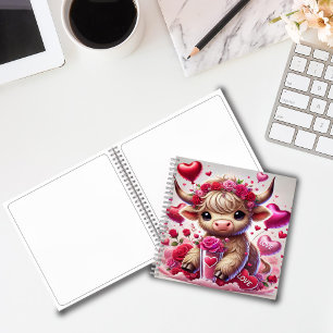 Heartfelt Sweet Highland Cow Valentines Notizbuch