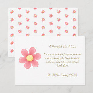Heartfelt Thank You Card with Pink Daisy Dankeskarte