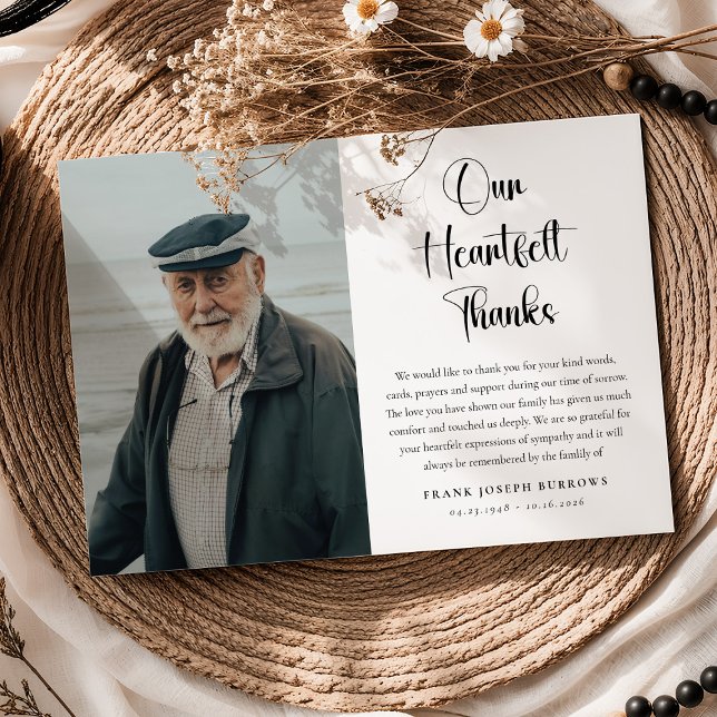 Heartfelt Thanks Funeral Photo & Message Sympathy  Dankeskarte (Von Creator hochgeladen)