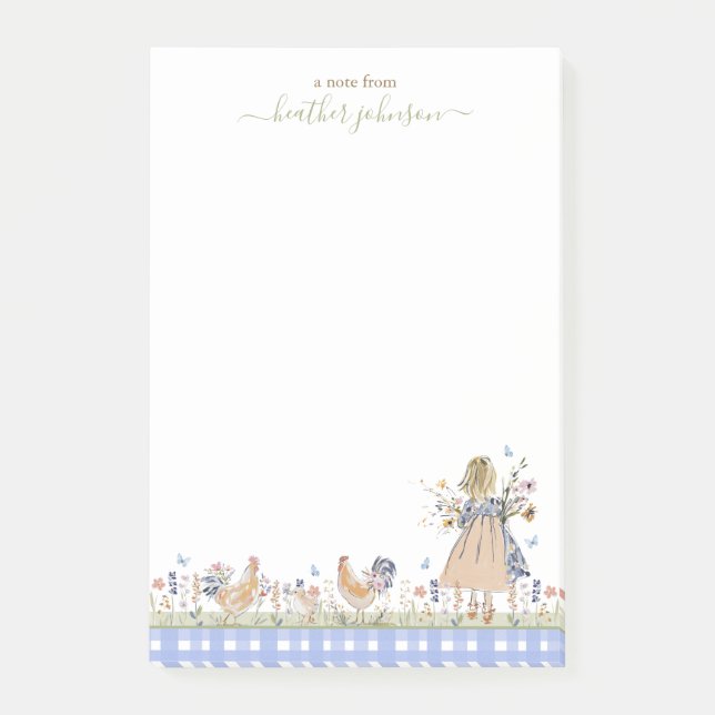 Hearthlight Notes Spring Soft Meadow Gingham Post-it Klebezettel (Vorderseite)