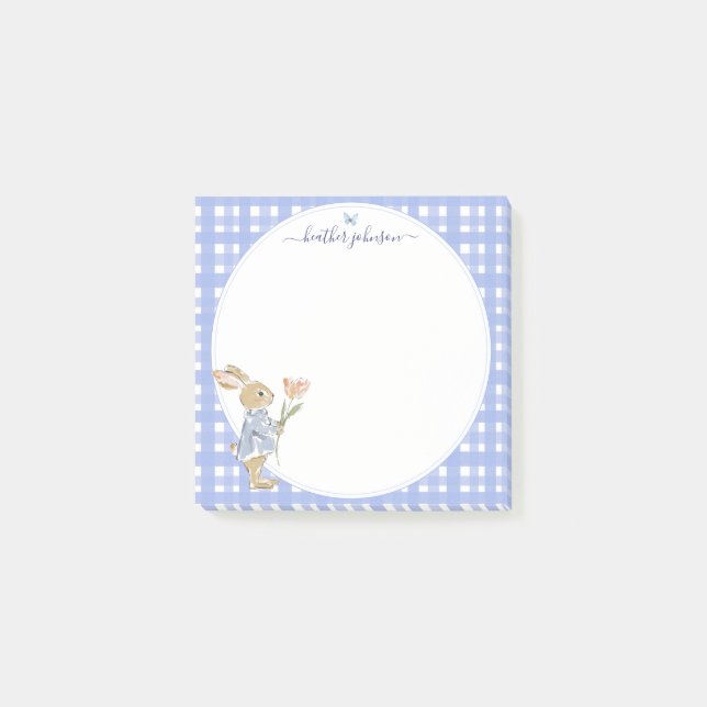 Hearthlight Notes Spring Soft Meadow Gingham Post-it Klebezettel (Vorderseite)