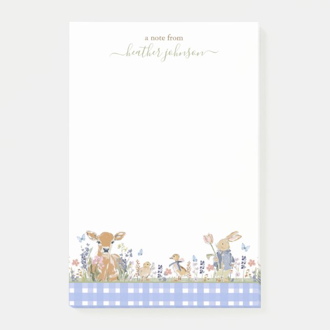 Hearthlight Notes Spring Soft Meadow Gingham Post-it Klebezettel (Vorderseite)