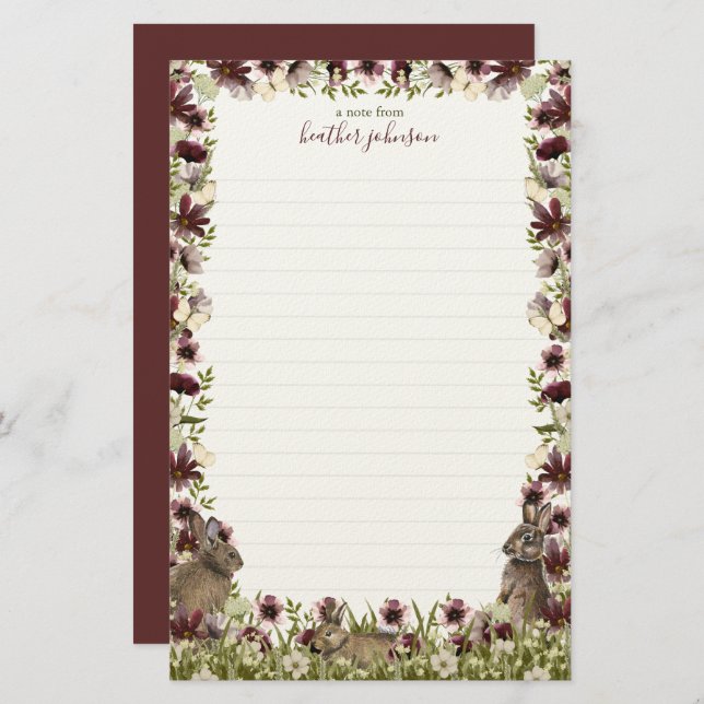 Hearthlight Notes Spring Soft Meadow Wildflower Briefpapier (Vorne/Hinten)
