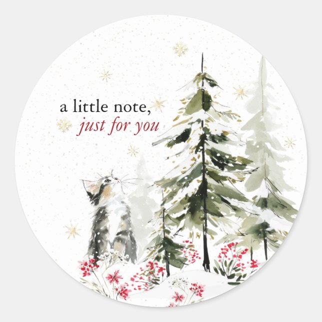 Hearthlight Notes Winter Cozy Kitten Personalisier Runder Aufkleber (Vorderseite)