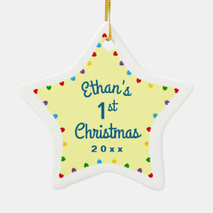 Hearts 1. First Baby's Christmas Geschenk Star Keramikornament