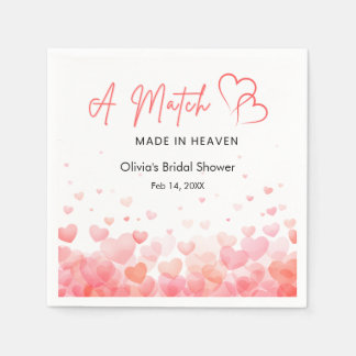 Hearts A Match Made in Heaven Bridal Shower Serviette