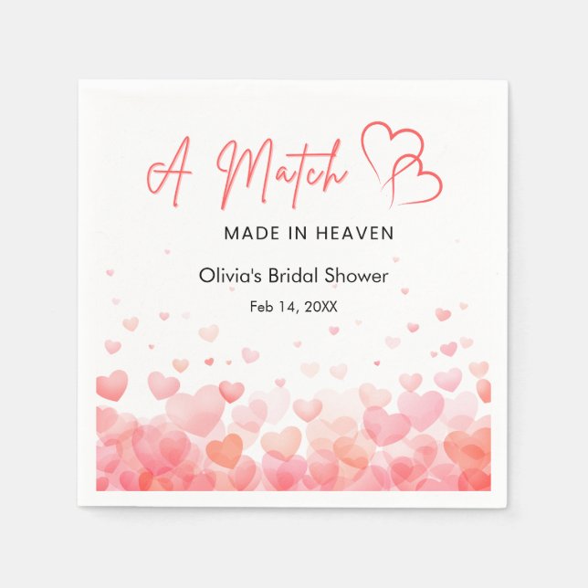 Hearts A Match Made in Heaven Bridal Shower  Serviette (Vorderseite)