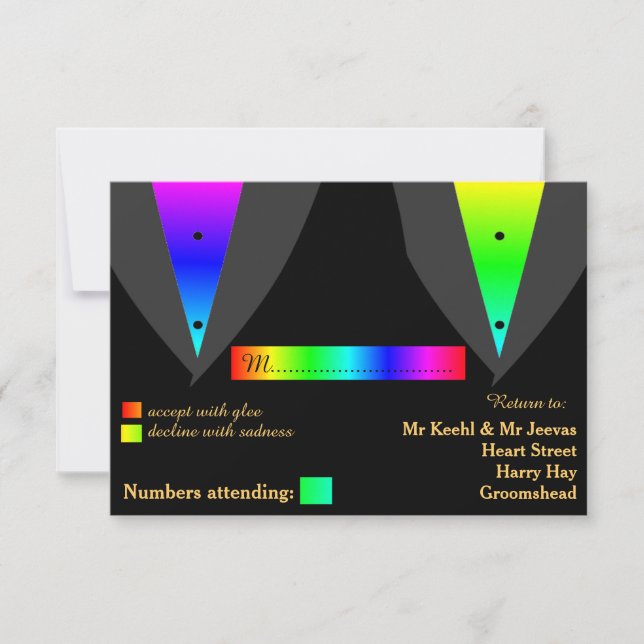 Hearts Aglow mit Pride Gay Wedding RSVP (Vorderseite)