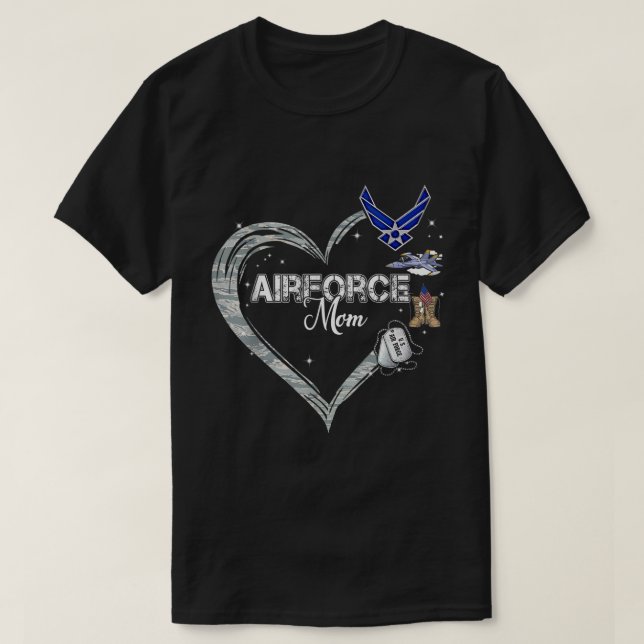 Hearts Air Force Mama Air Force Abschluss Militär T-Shirt (Design vorne)