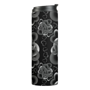 Hearts Alots Black Pattern Thermosbecher