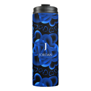 Hearts Alots Blue Pattern Thermosbecher
