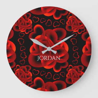 Hearts Alots Pattern Große Wanduhr