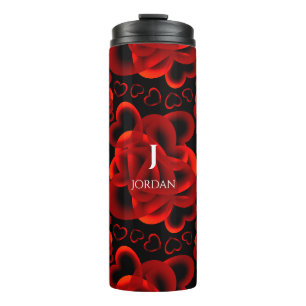 Hearts Alots Red Pattern Thermosbecher