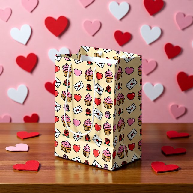 Hearts and Cupcakes Wrapping Paper Mittlere Geschenktüte (Von Creator hochgeladen)