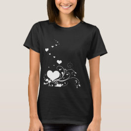 Hearts And Elegant Curling Flourishes Minimal T-Shirt