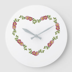 Hearts and Flowers Collection Wall Clock (red) Große Wanduhr
