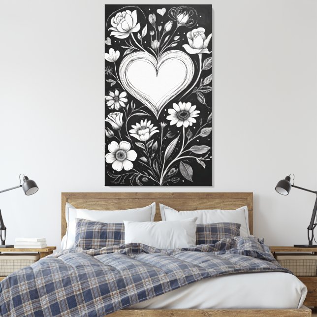 Hearts and flowers leinwanddruck (Insitu (Schlafzimmer))