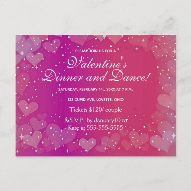 Hearts and Stars Valentine's Day Dance Invitation (Devant)