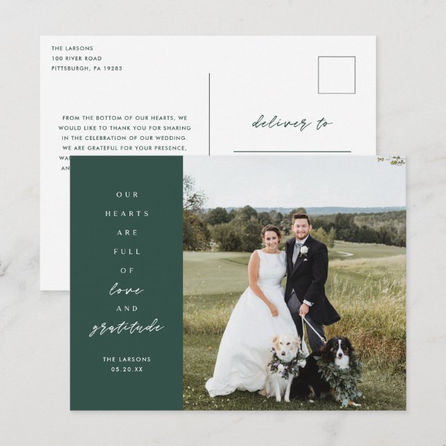 Hearts are Full Foto Wedding Danke Postcard Postkarte (Vorne/Hinten)