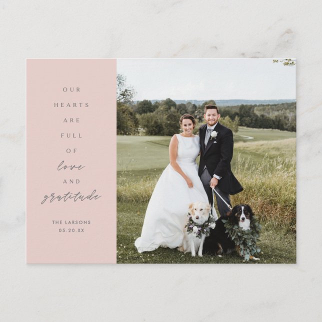Hearts are Full Foto Wedding Danke Postcard Postkarte (Vorderseite)