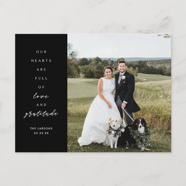 Hearts are Full Foto Wedding Danke Postcard Postkarte (Vorderseite)