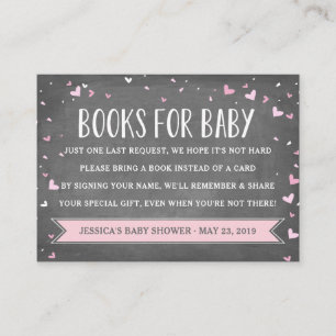 Hearts Baby Book Request Chalkboard   Babyparty Begleitkarte