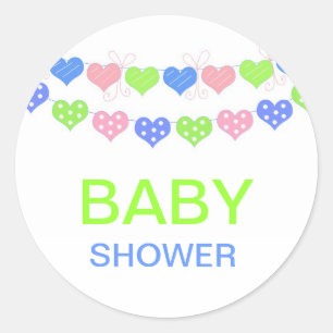 Hearts Baby Shower Runder Aufkleber
