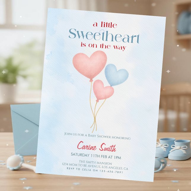 Hearts balloons  Baby Shower  Invitation Einladung (Von Creator hochgeladen)