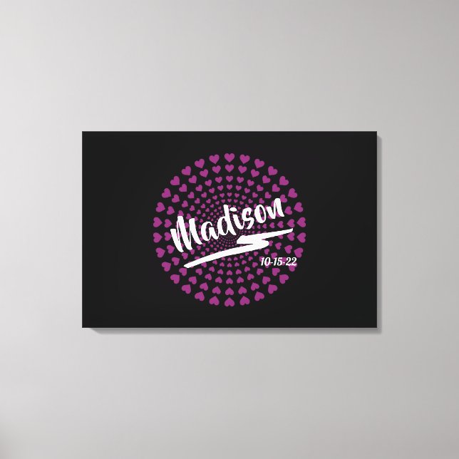 Hearts Bat Mitzvah Sign-In Board Leinwanddruck (Vorderseite)