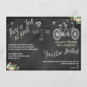 Hearts & Bicycle Chalkboard Post Hochzeit Einladun Einladung