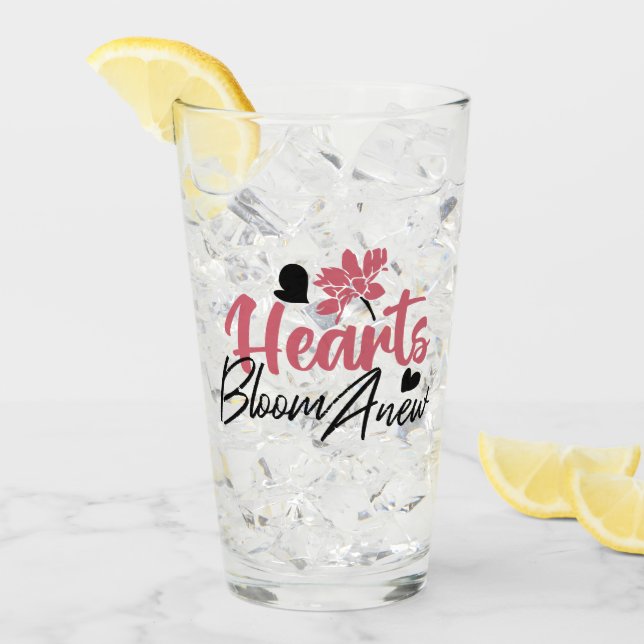 Hearts Bloom new - inspirierendes Blumenzitat Glas (Vorderseite Ice)