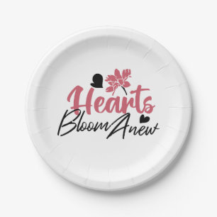 Hearts Bloom new - inspirierendes Blumenzitat Pappteller