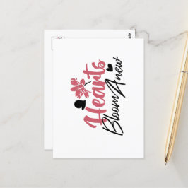 Hearts Bloom new - inspirierendes Blumenzitat Postkarte