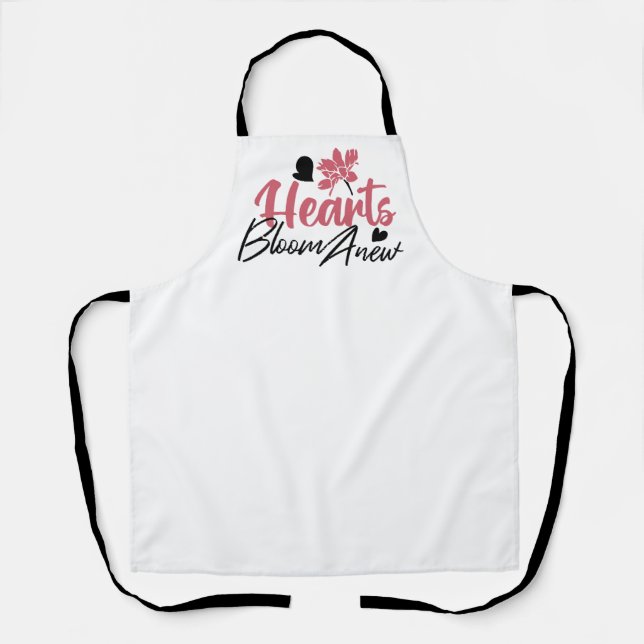 Hearts Bloom new - inspirierendes Blumenzitat Schürze (Vorderseite)