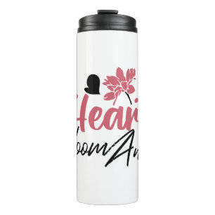 Hearts Bloom new - inspirierendes Blumenzitat Thermosbecher