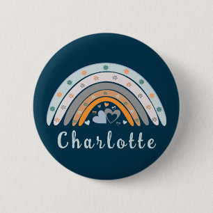 Hearts Boho Rainbow mit Personalisiertem Namen Button