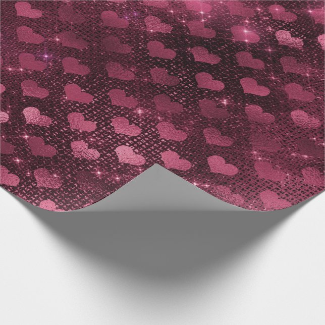 Hearts Bridal Marsala Glitzer Burgundy Glam Geschenkpapier (Ecke)