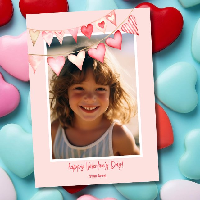 Hearts bunting Valentine's Day Foto Feiertagskarte (Von Creator hochgeladen)