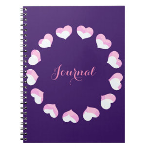 Hearts Circle Pink Lila Journal Notebook Notizblock