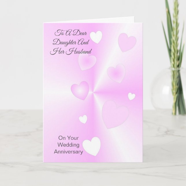 Hearts Daughter Husband Personalisierter Jahrestag Karte (Vorderseite)