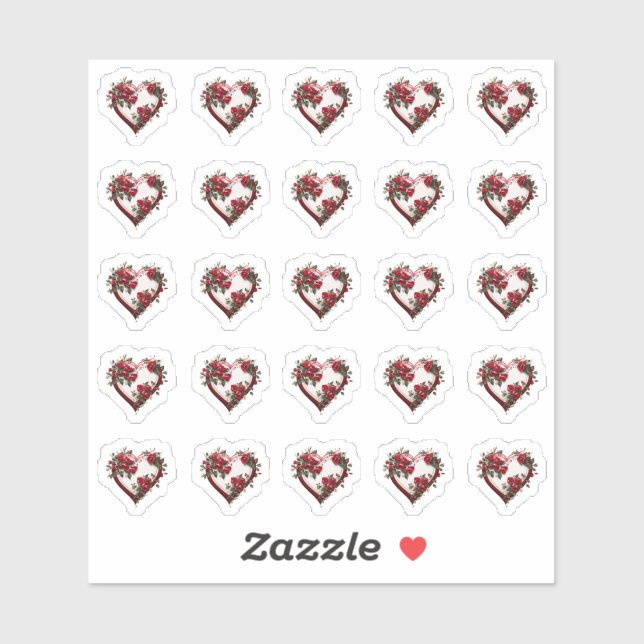 Hearts Floral Wedding Blume Sticker (Blatt)