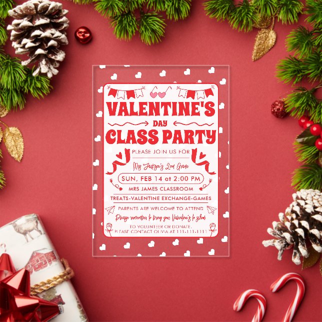 Hearts Happy Valentine’s Day Modern Love Pattern Acryleinladungen (Insitu (Feiertag))