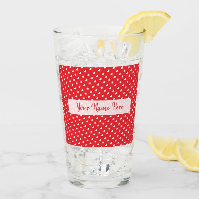 Hearts Happy Valentine’s Day Modern Love Pattern Glas (Rückseite Ice)