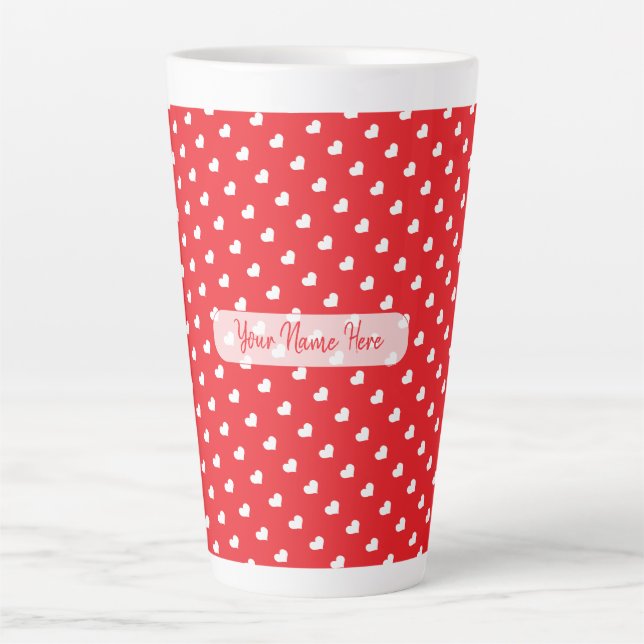 Hearts Happy Valentine’s Day Modern Love Pattern Milchtasse (Vorderseite)